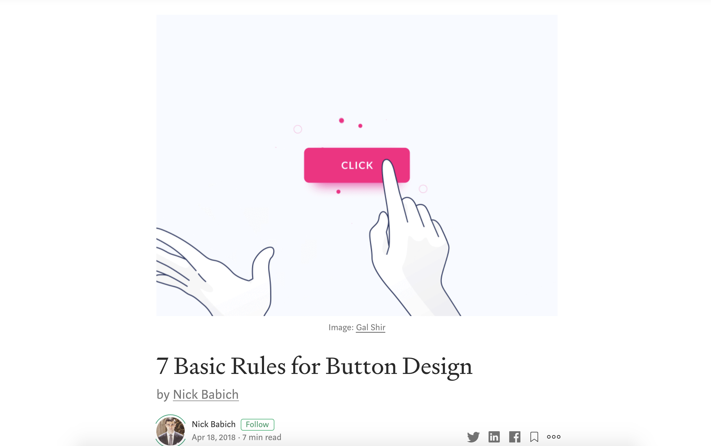 screenshot of buttons article