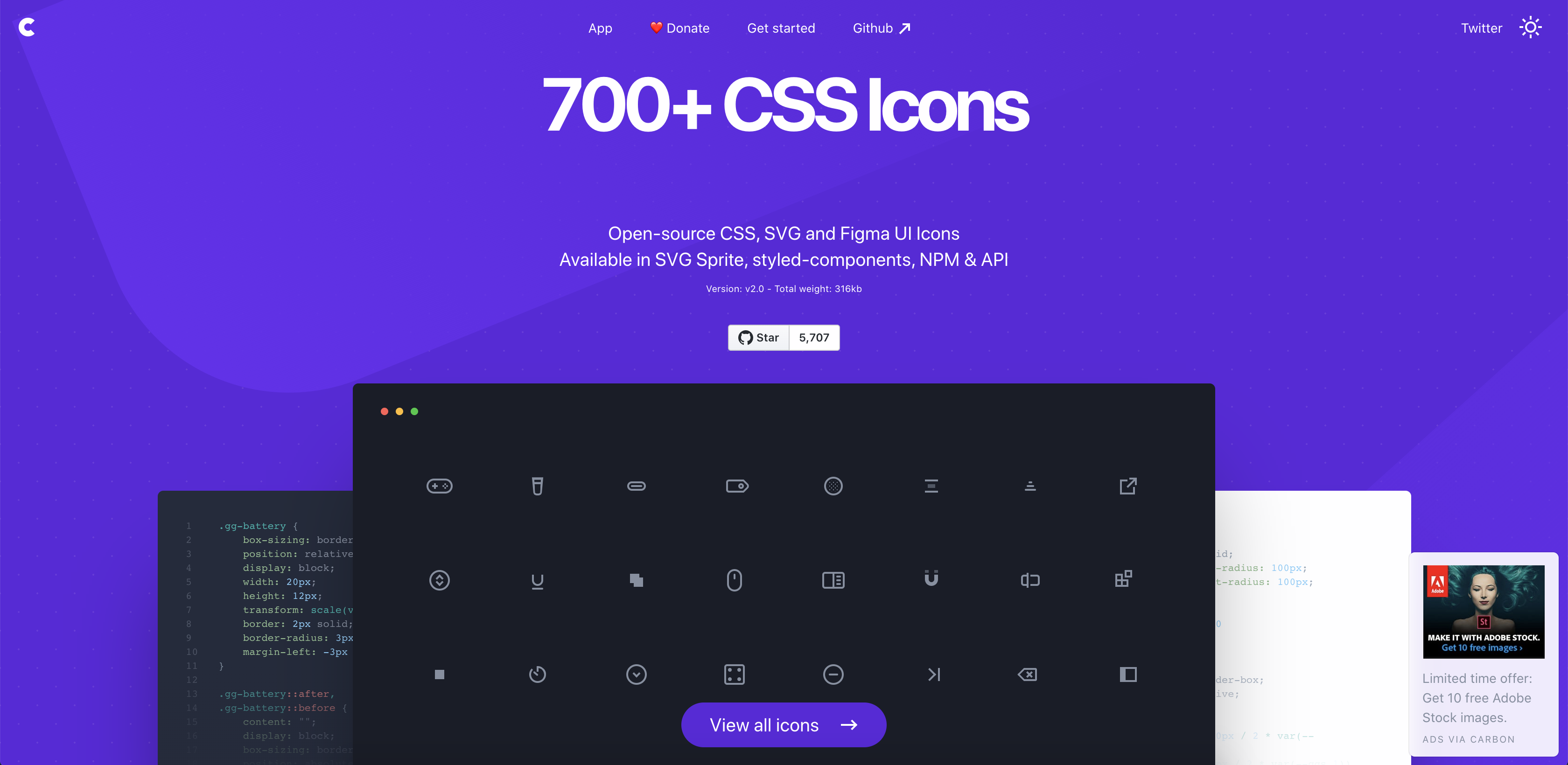 screenshot of css icons