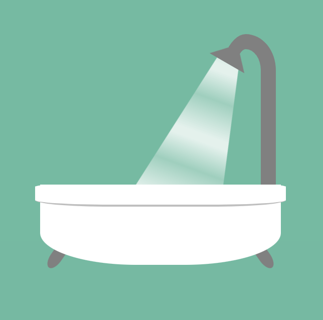 illustration of a bath tub done in pure css and animated