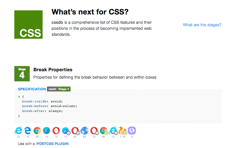 screenshot of cssdb