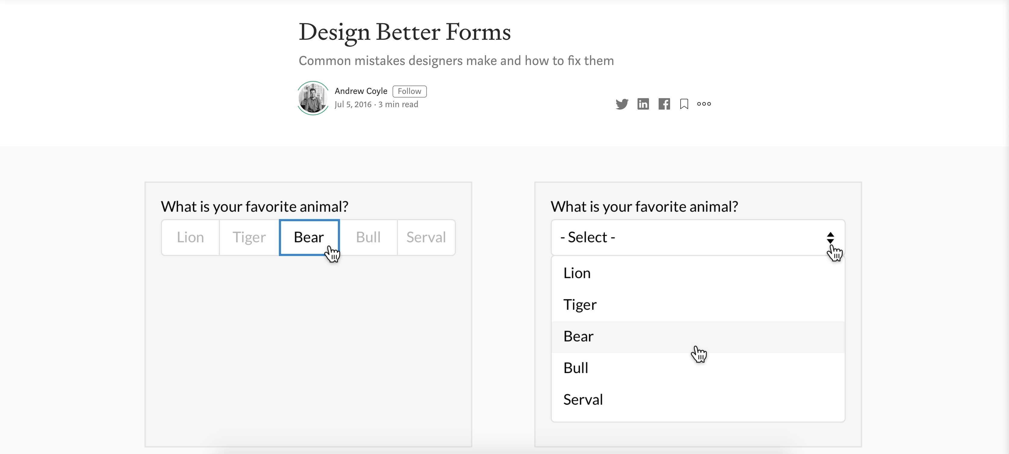 screenshot of designing better forms